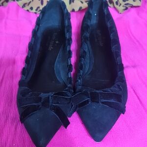 Kate Spade New York Black Velvet Women's Flats with Bow 8M